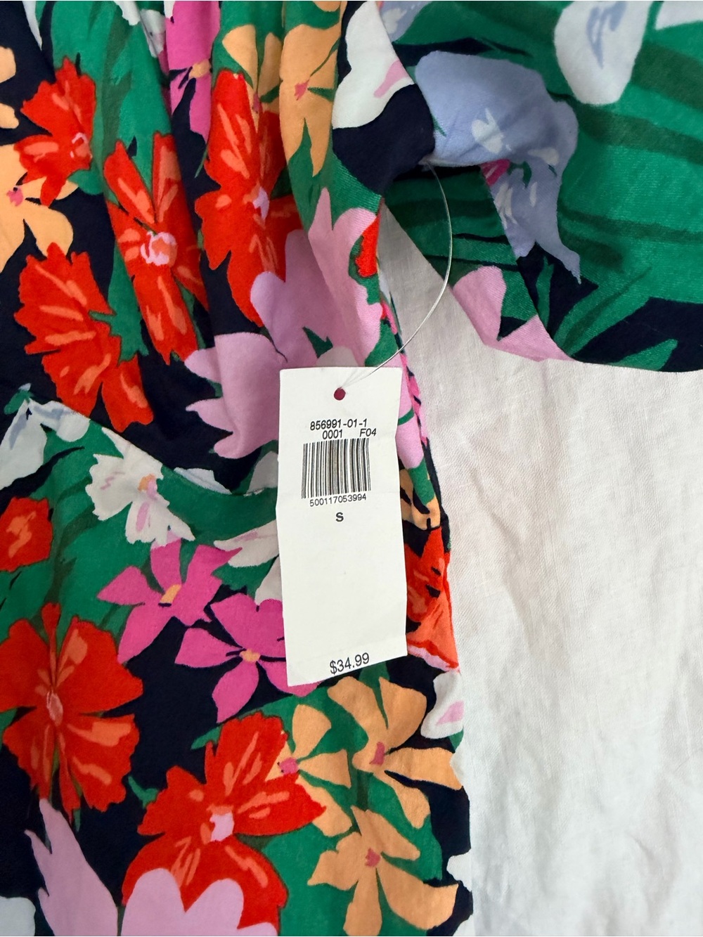 Old Navy Navy Floral Square-Neck Puff Sleeve Top - Picture 4 of 7